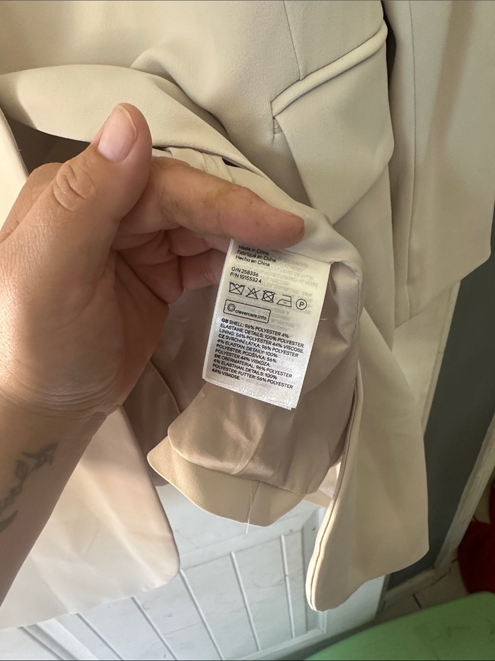 H&M Cream Single-Button Blazer-XXL - Picture 4 of 5
